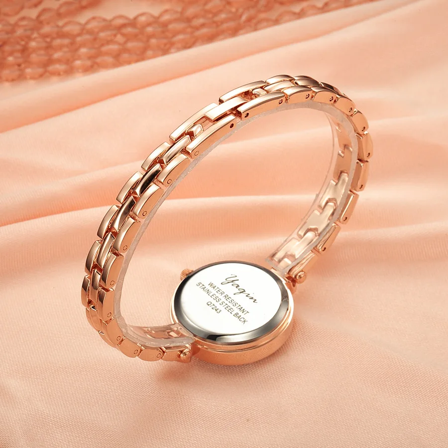 Бизнес Повседневная мода люксовый бренд YAQIN леди часы цвета розового золота и