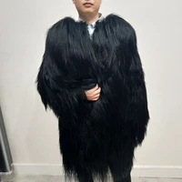 new mens natural goat fur coat long jacket womens long sleeve mens mongolian wool fur overcoat