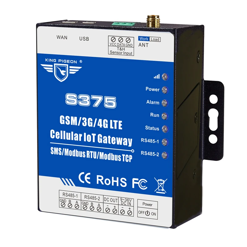 4G LTE Cellular IoT Modbus Gateway поддерживает 320 расширенных ввода/вывода бирок через RTU с 2 sim