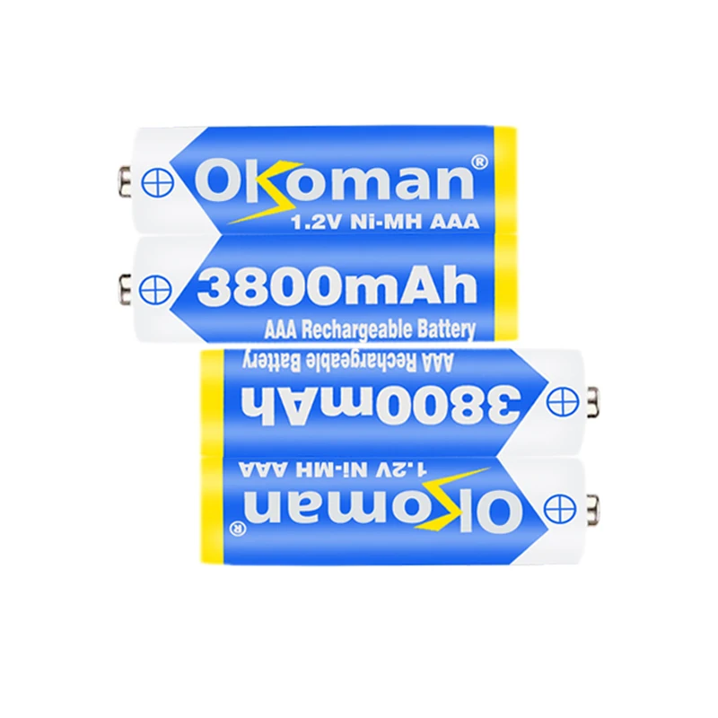 4 20 шт. Okoman новая перезаряжаемая батарея AAA 3800 мАч никель металлогидридная 1 2 в для
