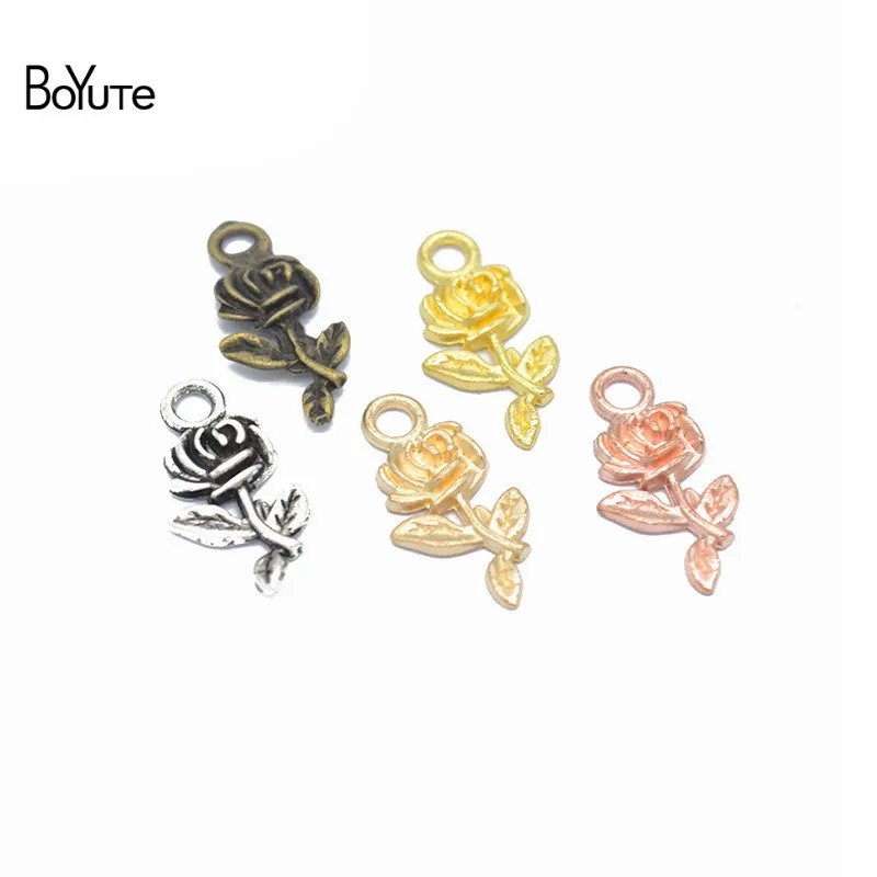 BoYuTe (100 шт./лот) 20*10 мм 6 цветов розовые Цветочные Подвески из металлического сплава