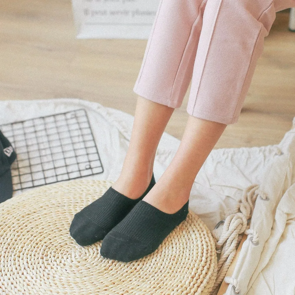 VOHIO New straight line shallow mouth invisible socks blue women's sock cotton skid socks 5 pairs of wholesale manufacturers