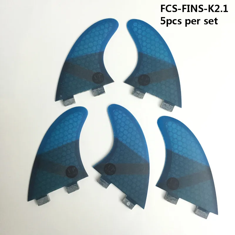 Синий FCS K2.1 fcs плавники из стекловолокна 5 в наборе три-четыре плавника набор для серфинга плавники 4 цвета зеленый/синий/красный/серый логотип upsurf - Цвет: Синий