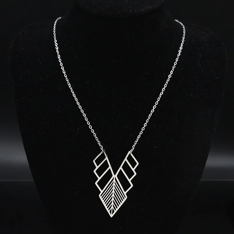 2021 Fashion Bohemia Geometric Stainless Steel Chain Necklace Women Silver Color Statement Jewelry joyas mujer N629S02 | Украшения и