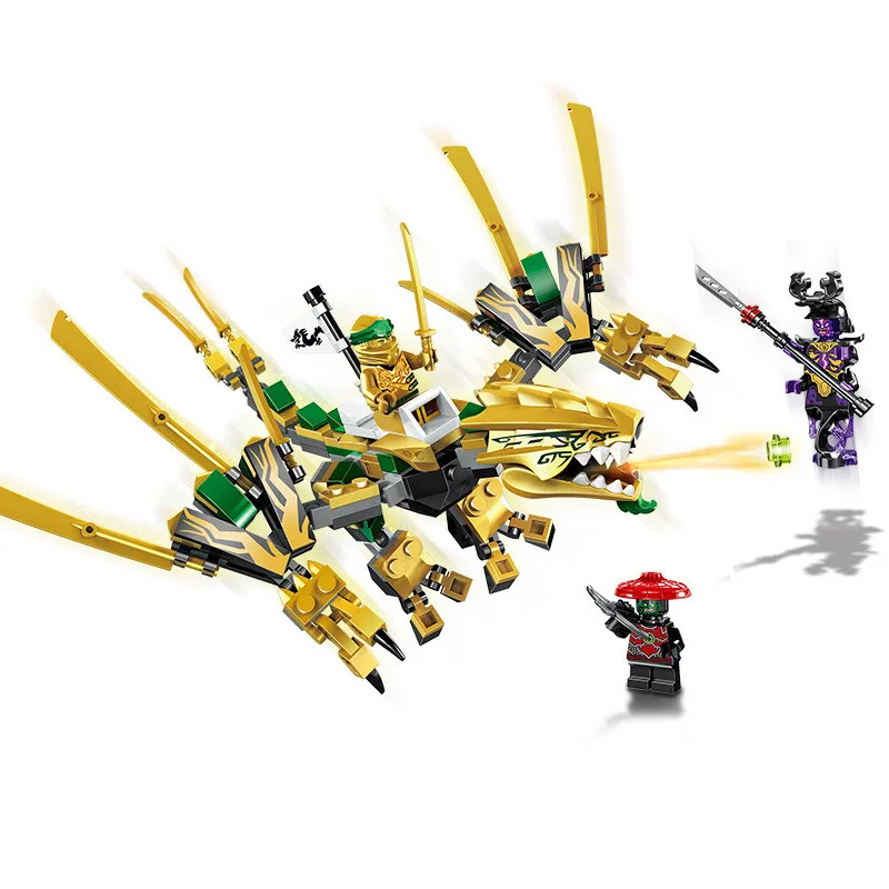 195 шт. строительные блоки NinjagoINGlys с золотым Драконом Ninjagoed Garmadon фигурки на день