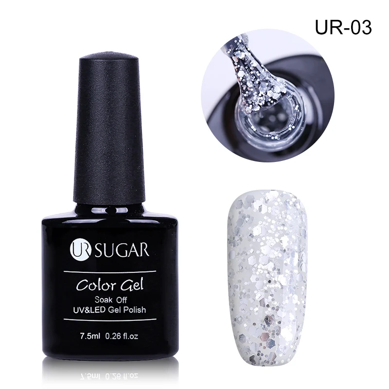 UR 03 UR SUGAR 1 бутылка 7,5 набор пластиковых бутылок для шампуней/кремов голографическая Звезда Луна блестки гель наклейки на ногти флаконы замочить от ногтей УФ гель лак - Цвет: UR 03