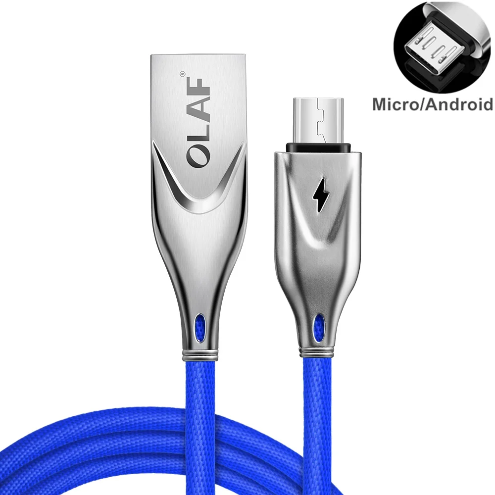 Олаф 3D цинк 2.3A микро USB кабель Быстрая зарядка USB кабель для передачи данных для samsung Xiaomi Tablet Android шнур Microusb кабель для зарядного устройства - Цвет: Blue