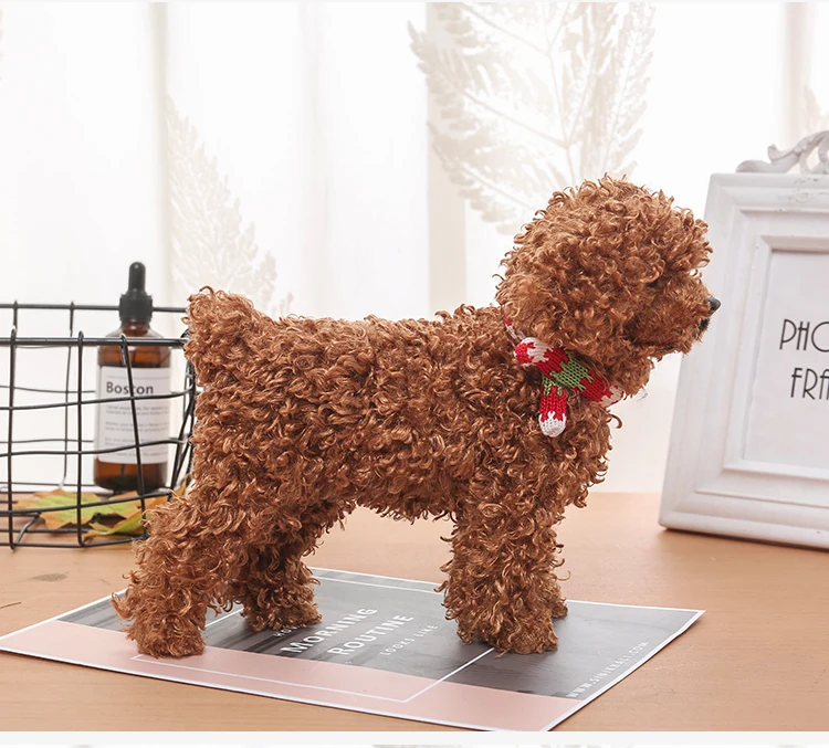 Имитация собаки 18x8x20 см Жесткая модель полиэтилен и меха коричневый ted dog prop украшение дома подарок s2278