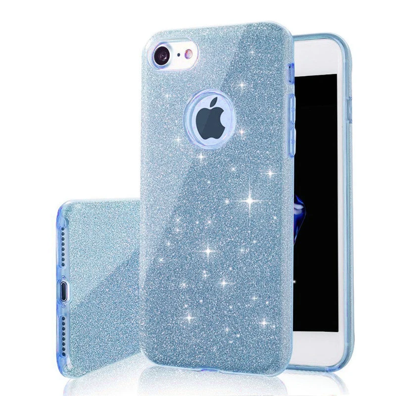 Blue 3 слоя стойкий к падениям, сделан из блеск Чехол для iphone XR XS MAX X 6 7 6S плюс 8 SE 5 5S полный корпус противоударный чехол-Броня из ПК+ ТПУ защитный чехол - Цвет: Blue