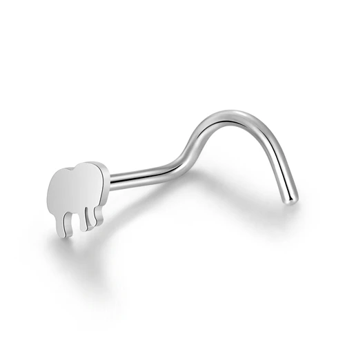 4mm elephant GAGABODY 20 г нос винт ключ животное Единорог нос шпильки Милая Корона ноздри обруч Нос кольцо пирсинг ювелирные изделия серебро - Окраска металла: 4mm elephant