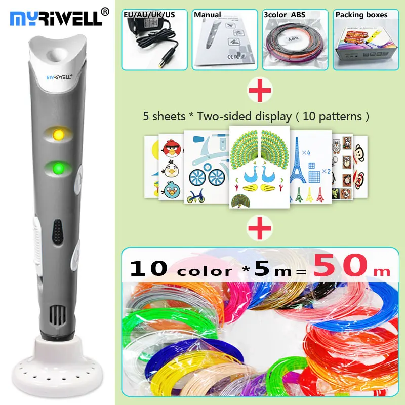 Myriwell 3d Ручка ручки 50 м 1 75 мм ABS/PLA нити добавить специальные кронштейны для защиты