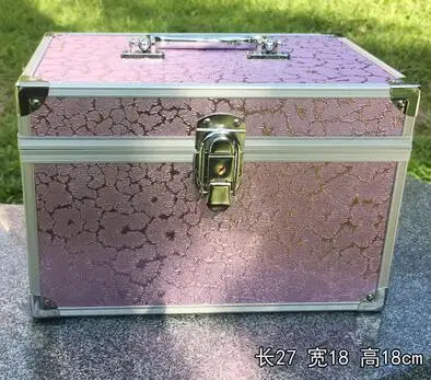 27cm Модная алюминиевая коробка для хранения, красивый чехол для косметики, Большая вместительная косметичка для макияжа, Подарочная коробка для хранения ювелирных изделий для девочек - Цвет: 27cm