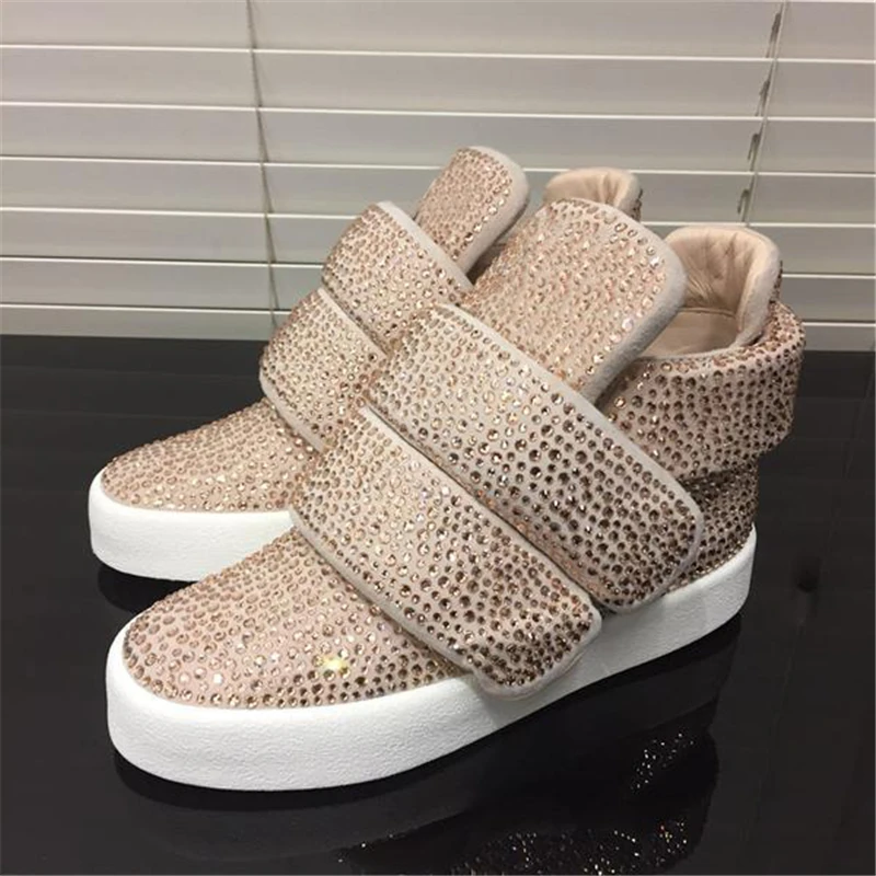 Hanbaidi Модные женские Зимние сапожки Bling из расшитой блестками ткани Женская обувь