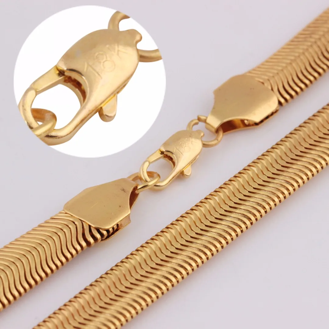 Hip Hop Flat Snake Bone Gold Necklace Punk Chain For Men Party Rapper 60cm Long DIY Jewelry Accessories | Украшения и аксессуары