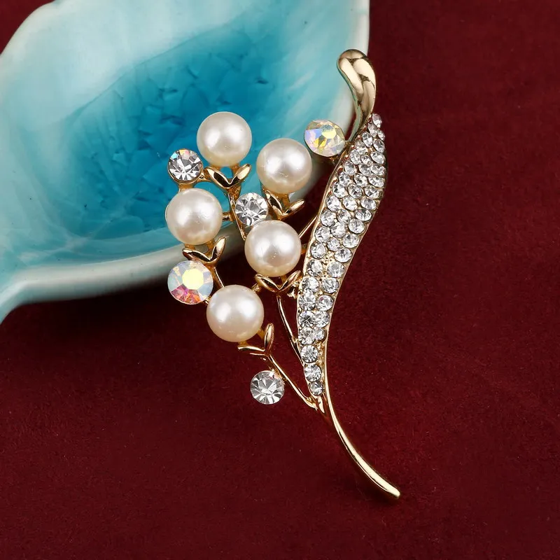 Новинка Элегантные Броши в виде цветка кристалла имитация жемчуга корсаж с