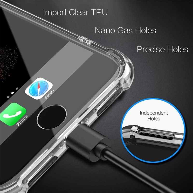 Ультратонкий Мягкий чехол из ТПУ для iPhone 6 6S 7 8 Plus прозрачный с полным покрытием X XS