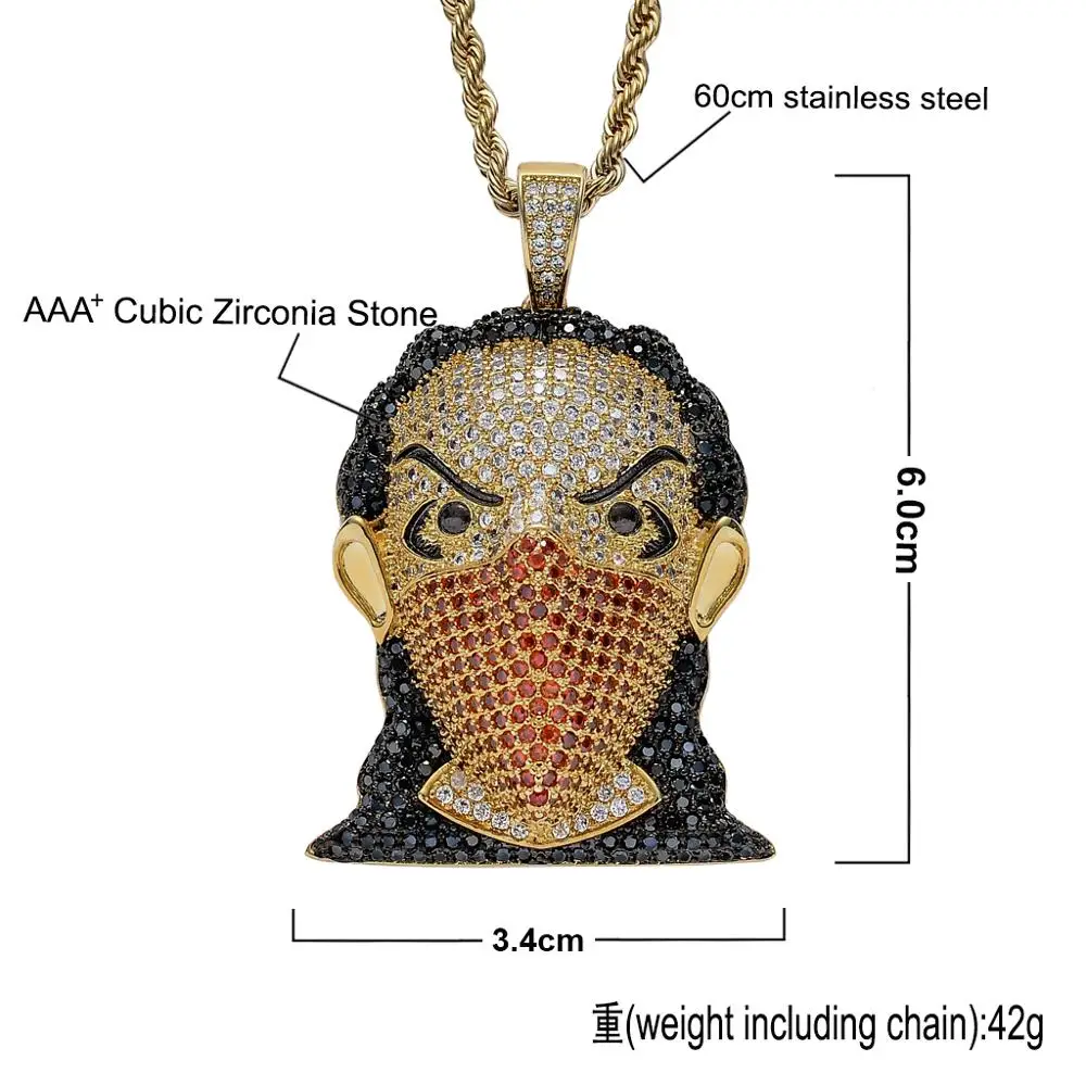 Креативное ожерелье TOPHIPHOP с подвеской в виде головы девушки масках мужское