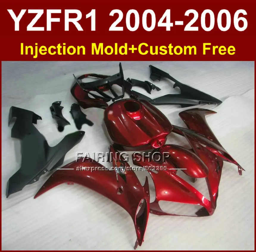 

Road/racing Motorcycle Injection mold fairings kit for YAMAHA 2004 2005 2006 YZFR1 YZF1000 YZF R1 04 05 06 red black fairing set
