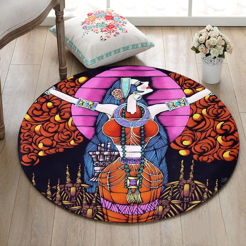 

Круглые напольные коврики для детской комнаты, ковры для гостиной, ванная комната, нескользящая подушка, домашний дверной коврик, этнически...