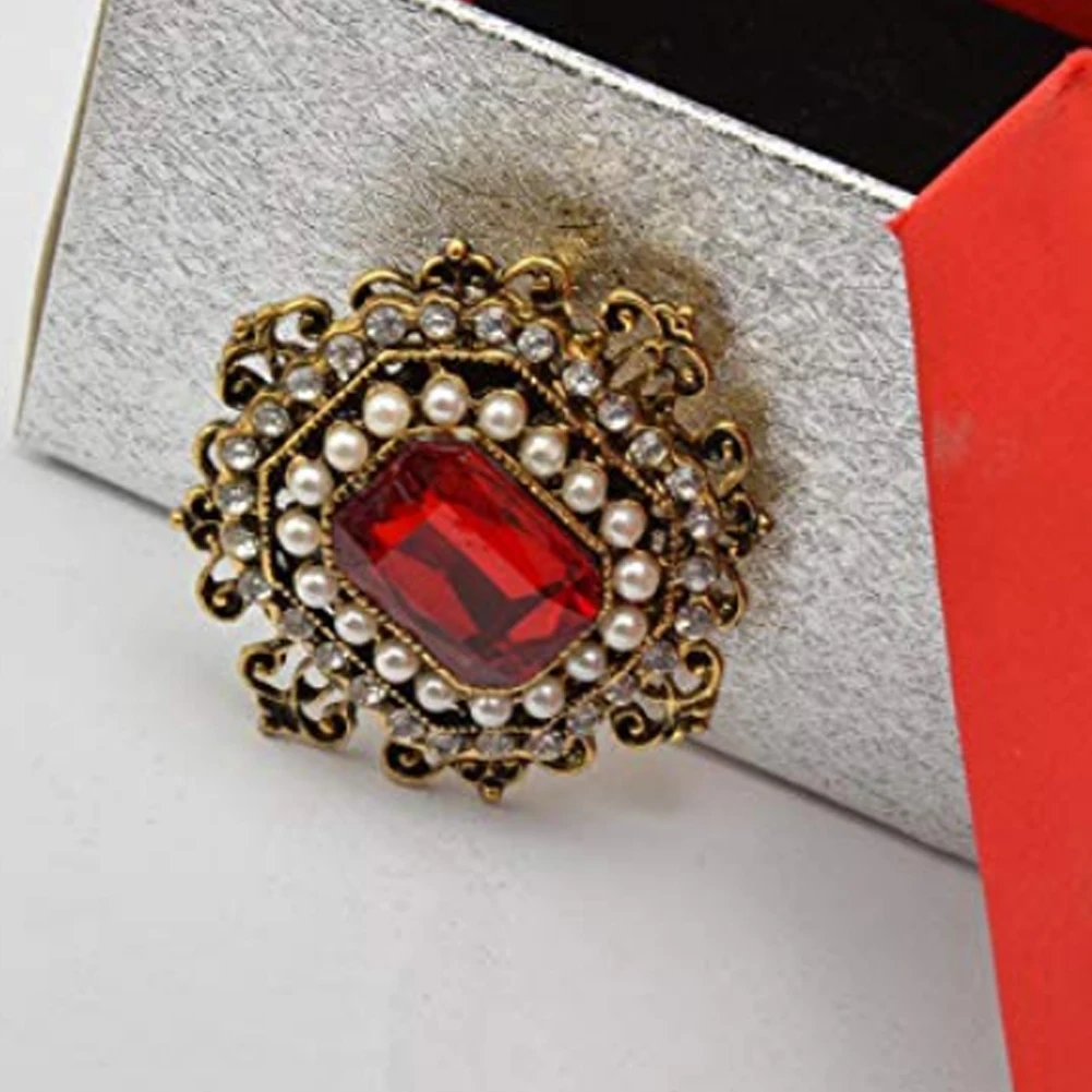 Ретро в богемном стиле Красный горный хрусталь брошь элегантная форме цветка