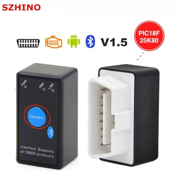 V1.5 супер Bluetooth ELM327 OBD2/OBDII сканер с Мощность коммутатор работает на Android Symbian Windows
