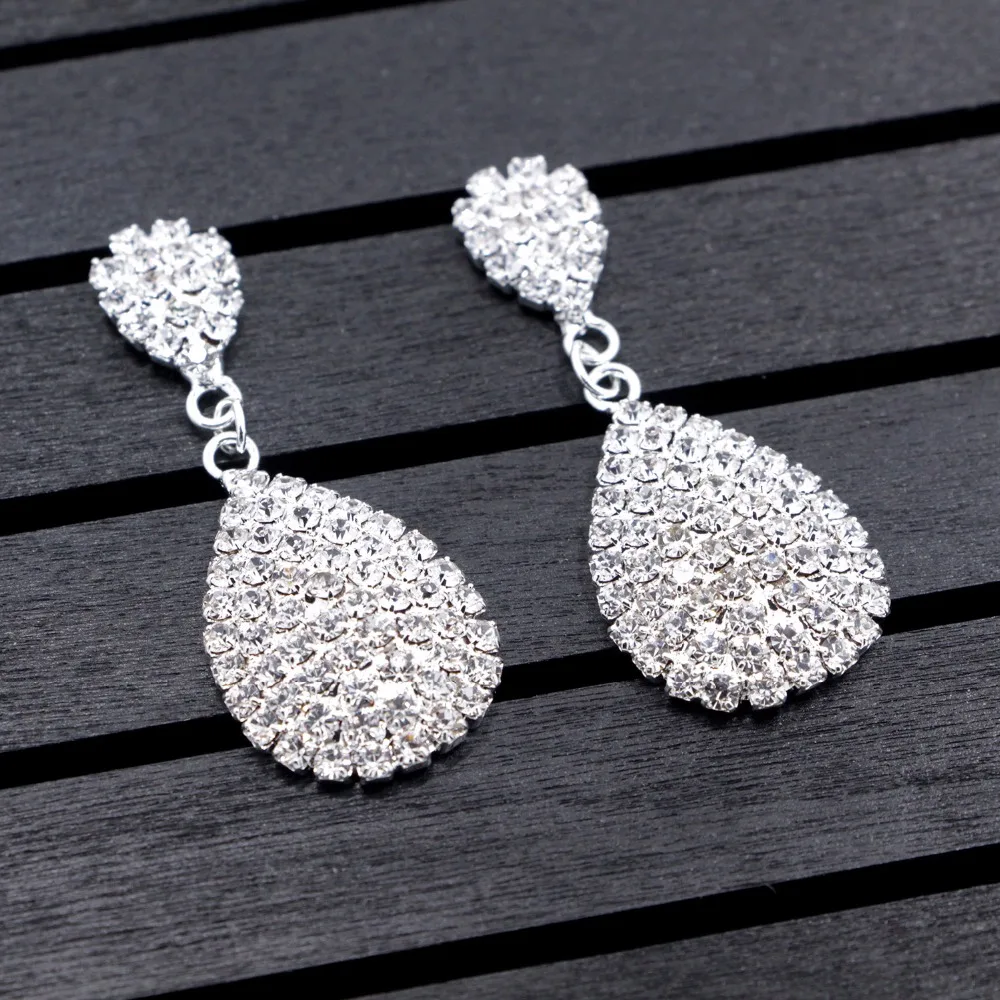 Venda quente Classico de Noiva Strass Cristal Gargantilha Colar Brincos e Pulseira Conjuntos Joias Casamento Acessorios|colar brinco|conjunto