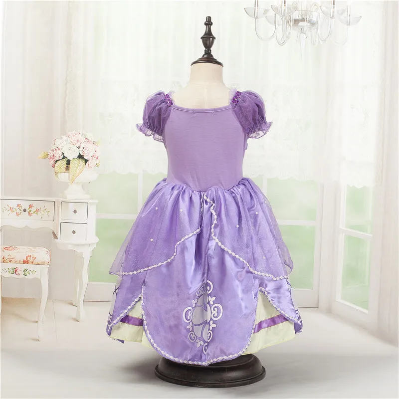 2018 Girls Summer Dresses Princess Sofia Cosplay Costume Children Christmas Kids Birthday Party Purple Fantasy Clothes | Детская одежда