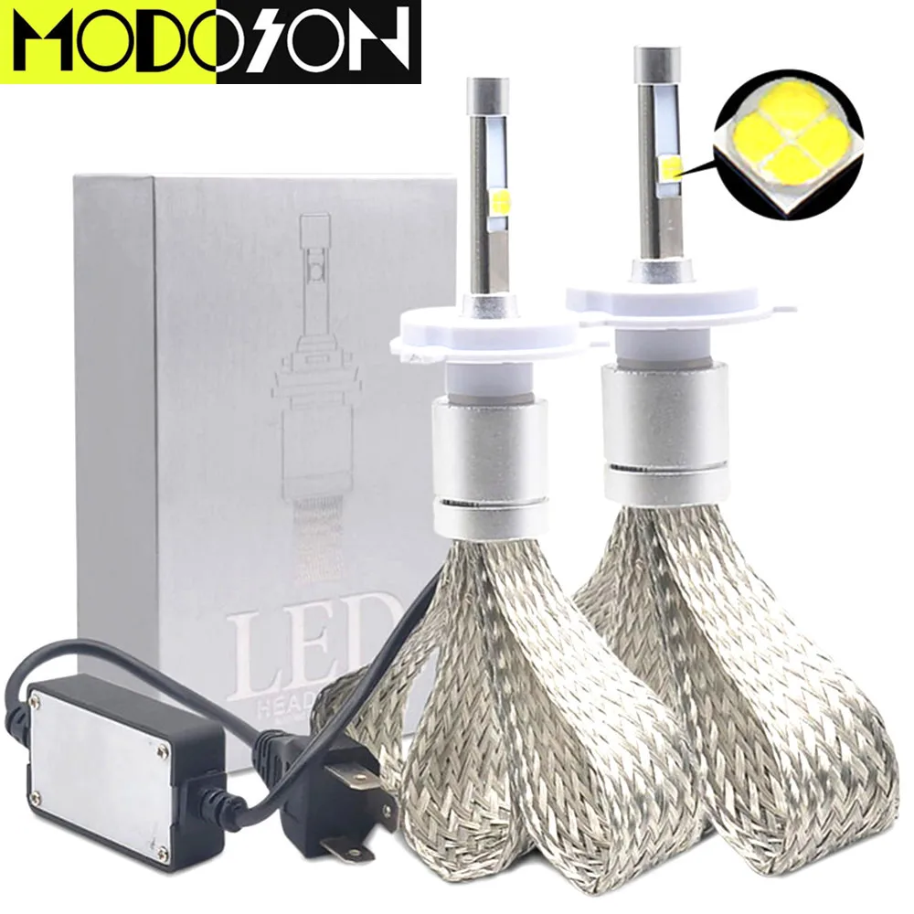 MODOSON 2 шт. светодиодный фар автомобиля R3 80 Вт 6000 К 9600LM H7 H1 H4 H3 H11 H8 9005 9006 9007 лампы фары