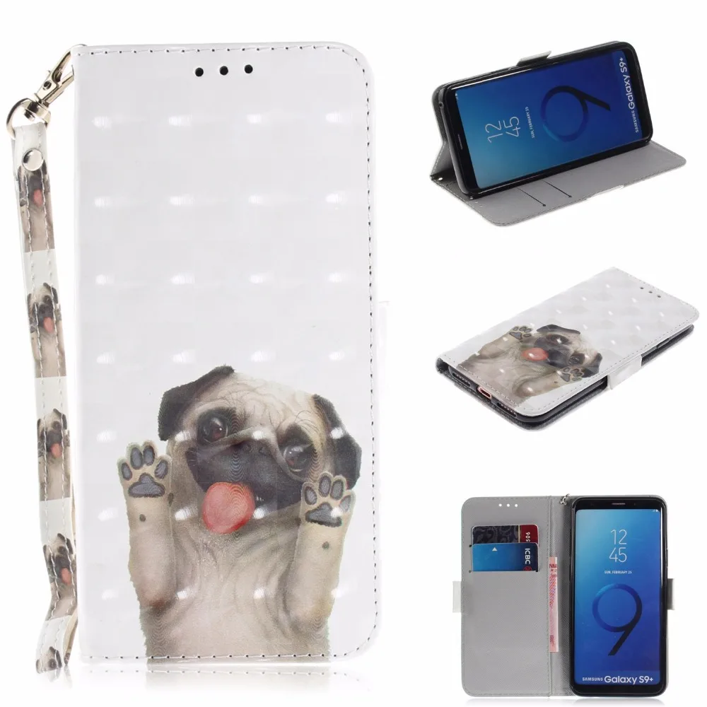 Новый чехол для samsung s9plus Стенд Wallet galaxy s9 крышка 3D кожа флип s8 s8plus | Мобильные