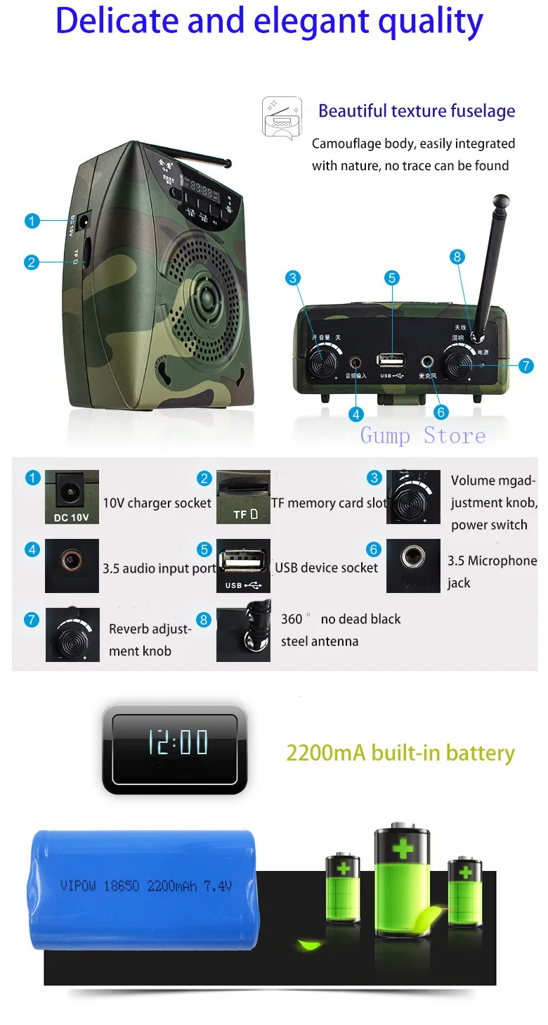 Многофункциональный портативный усилитель беспроводной Loundspeaker микрофон Мегафон спикер Поддержка TF карты FM радио руководство для учителя тур