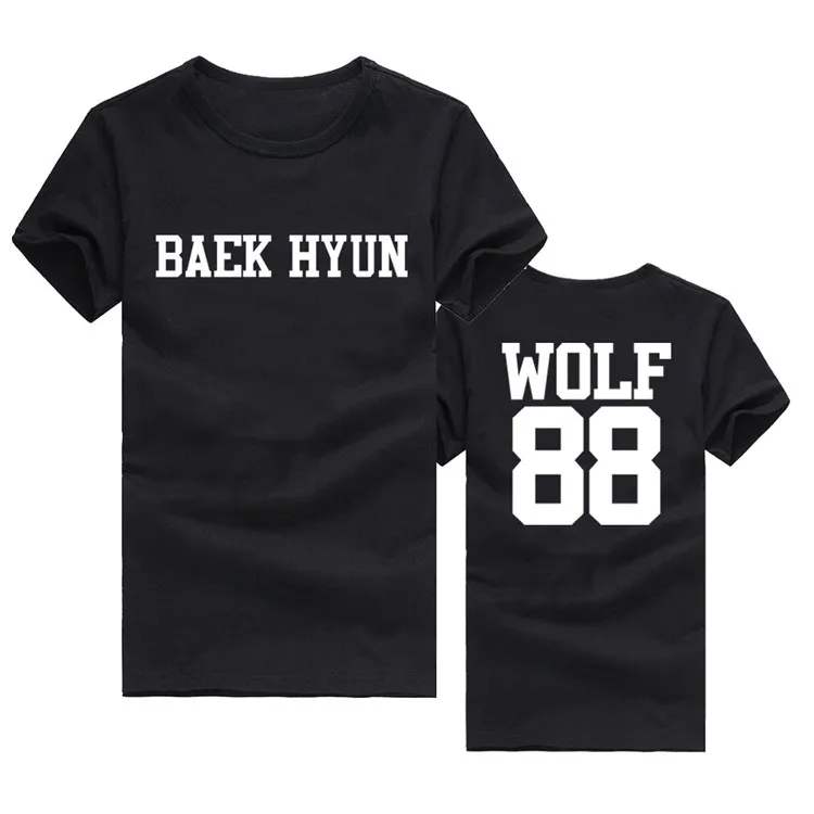 KPOP EXO XOXO KISS& HUG FIRSTYEAR WOLF 88 KRIS XIUMIN LUHAN CHEN TAO D.O. Футболка с короткими рукавами BAEKHYUN CHANYEOL KAI SEHUN - Цвет: BAEKHYUN