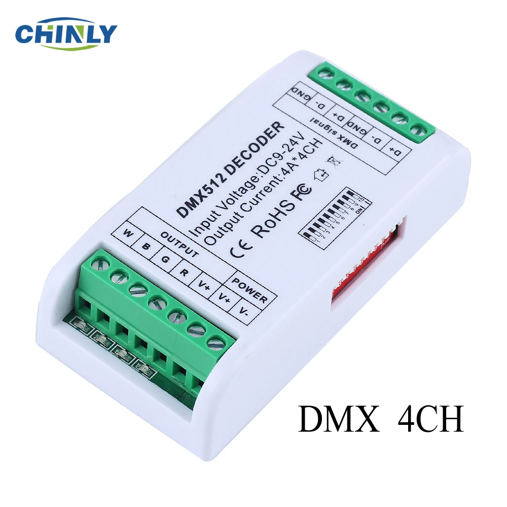 

NEW LED Strip Controller 4CH Mini DMX 512 Decoder RGB Controller Console Use Decorated Lighting Home Lights Dimmer DC12V-24V