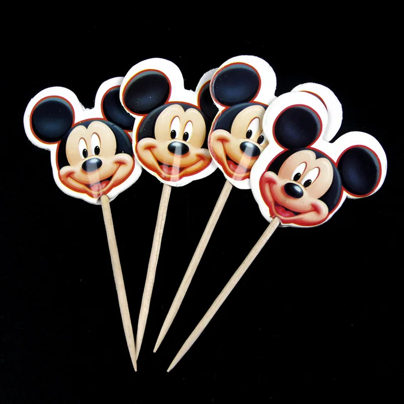 New arrival Cute Blue Mickey Mouse Design Cartoon Paper cake wrapper flag Topper for Birthday Cake Party Decoration Supplies | Дом и сад