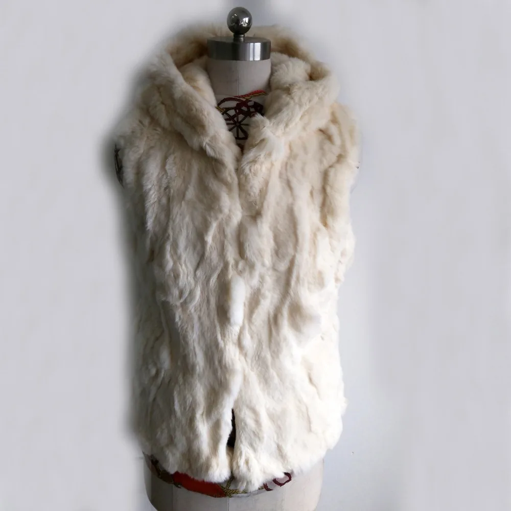 Жилет из натурального кроличьего меха цельная безрукавка цельного кролика TSR23