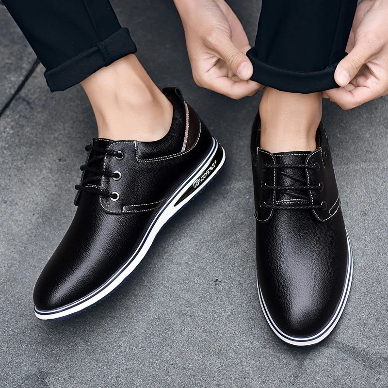 2018 Four Seasons Trend Youth Men Casual Shoes Genuine Leather Soft Comfortable Lace Up Loafers Low Style Male Sneakers Boot | Обувь