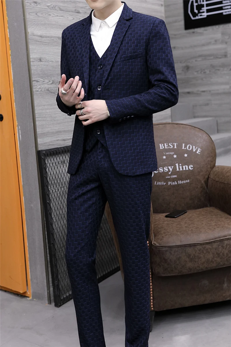 Деловой костюм мужской + брюки жилет из трех предметов не гладильная рабочая