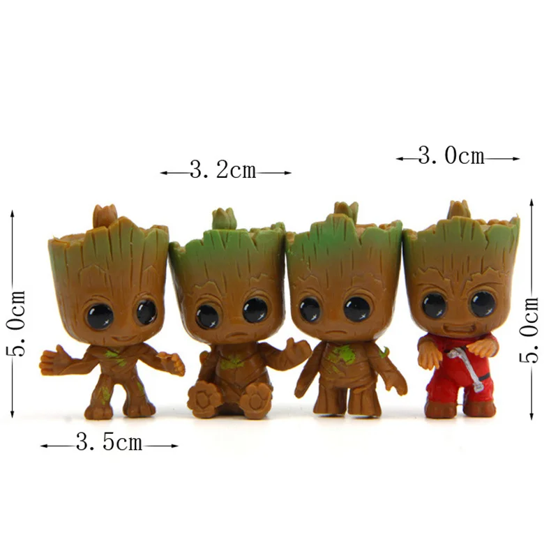 4pcs/set Mini Guardians of the Galaxy Anime Movie Tree man PVC Action Figure Collection Model toys for Children Christmas gift | Игрушки и
