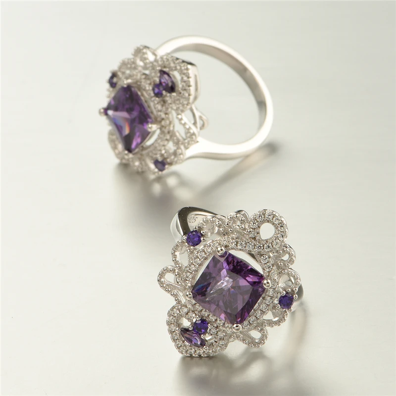 GW модное ювелирное изделие кольцо в русском стиле фиолетового цвета женское из