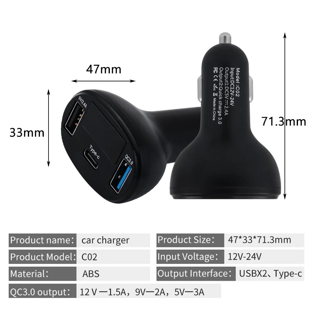 Для SAMSUNG XIAOM Quick Charge 3 0 Автомобильное зарядное устройство со светодиодом вольтметр