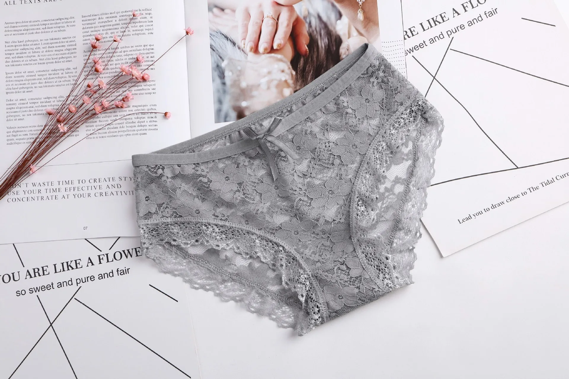 Briefs for Women Lace Cotton Sexy Lingerie Panties Girls Underwear Solid Color Bow Tie Underpants Ladies Panty Calcinha