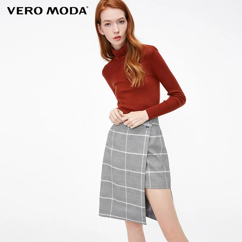 Vero Moda Женская клетчатая Асимметричная юбка миди с запахом | 318416508 - Цвет: Black