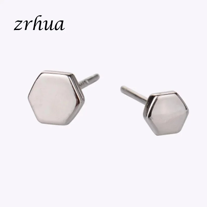Серьги гвоздики ZRHUA серебристого цвета для женщин и девушек простые
