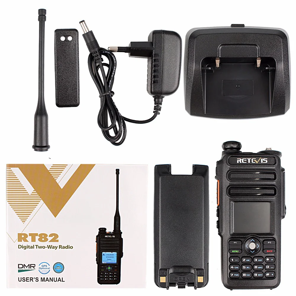 Двухдиапазонная цифровая рация DMR 2 шт. Retevis RT82 GPS DCDM TDMA IP67 водонепроницаемый