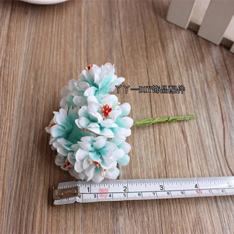 Дешевые шелковые градиентные искусственные тычинки 6 шт. букет цветов для