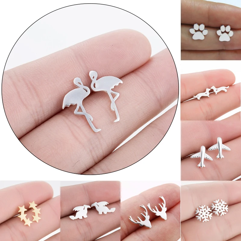 

Модные серьги-гвоздики Jisensp с мультяшными птицами, собакой, лапой, для женщин, Детские повседневные украшения, бриллиантовые серьги, женские...