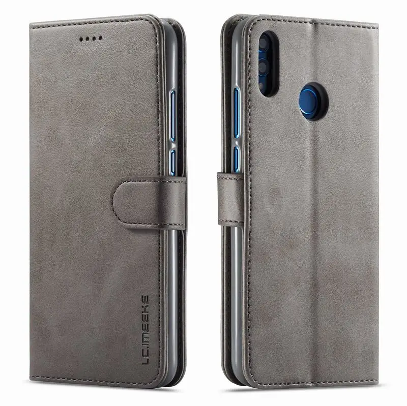 Gray Флип-чехол для huawei Honor 10 Lite, кожаный чехол-кошелек, чехол для телефона huawei P Smart, чехол, роскошный дизайн книги, PSmart - Цвет: Gray