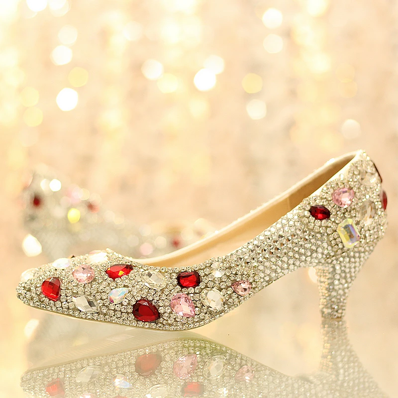 

Свежие свадебные туфли со стразами, обувь среднего размера, туфли со стразами, Свадебная обувь для принцесс, туфли для невесты ручной работы...