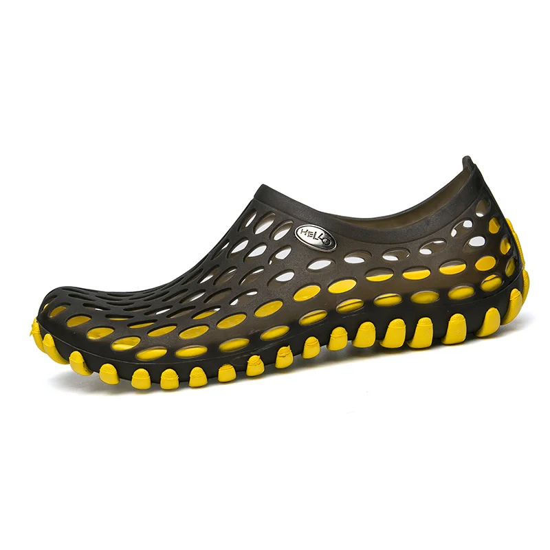 Black yellow Beita/Летняя прозрачная водонепроницаемая обувь; женские кроссовки унисекс; уличные садовые прогулочные тапочки; пляжные сандалии; обувь без шнуровки; размеры 36-45 - Цвет: Black yellow