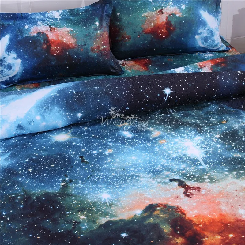 Новинка 3D Hipster Galaxy Постельное белье Вселенная космического пространства тематические Galaxy печати постельное белье пододеяльник Flast лист& Подушка Чехол