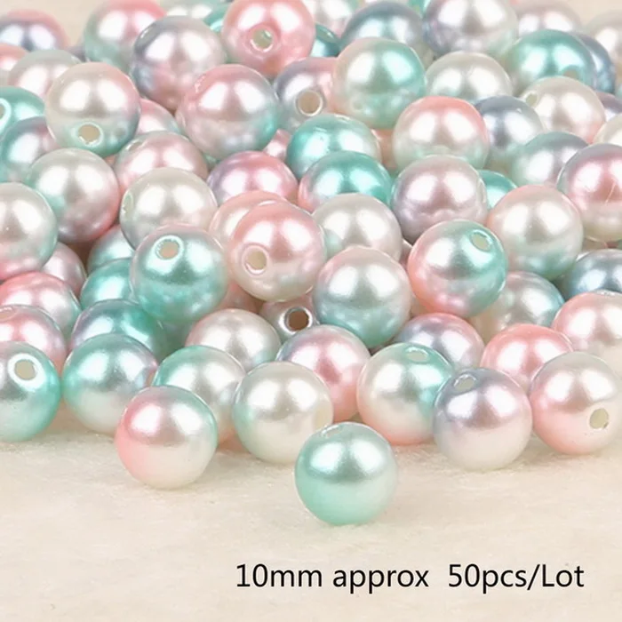 Diameter 10mm 50pcs 50-500 шт./пакет ABS Перл Круглый Диаметр 4/6/8/10 мм отверстие 1 мм пять Цвет DIY производства ювелирных изделий - Цвет: Diameter 10mm 50pcs